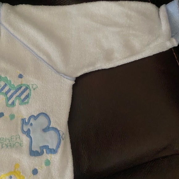 Vintage Fisher Price 12mo Cozy White Blue Horse Elephant Kids One Piece Onesie - Picture 6 of 14